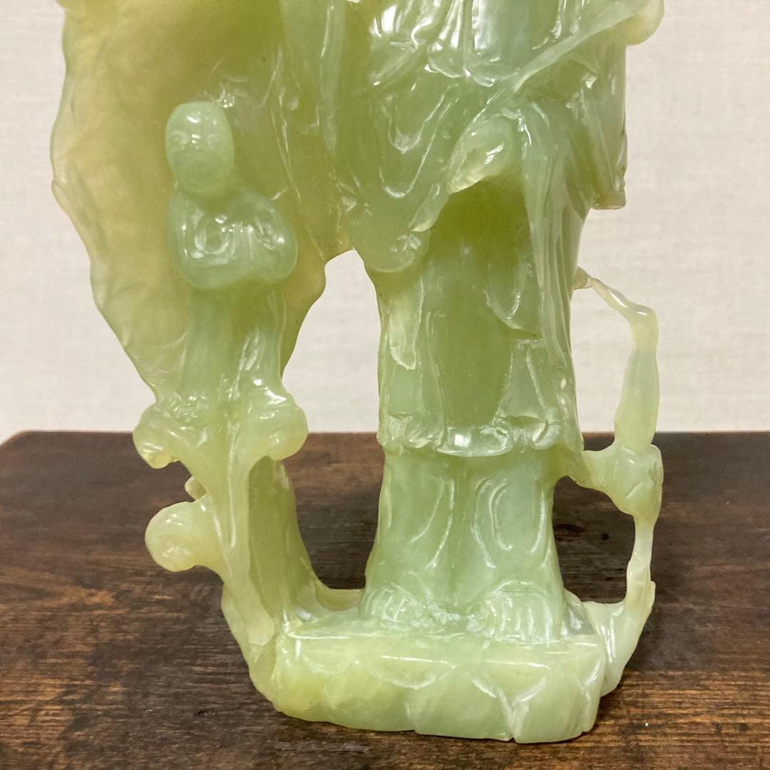 翡翠 観音菩薩 仏像 置物 彫刻 工芸品 美術品 骨董 レトロ