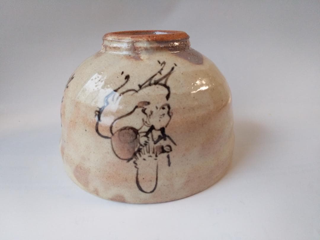 美濃焼 いちい窯 横井清秀 作 粉引 寿老人 茶碗 共箱 共布 栞 抹茶碗 新品