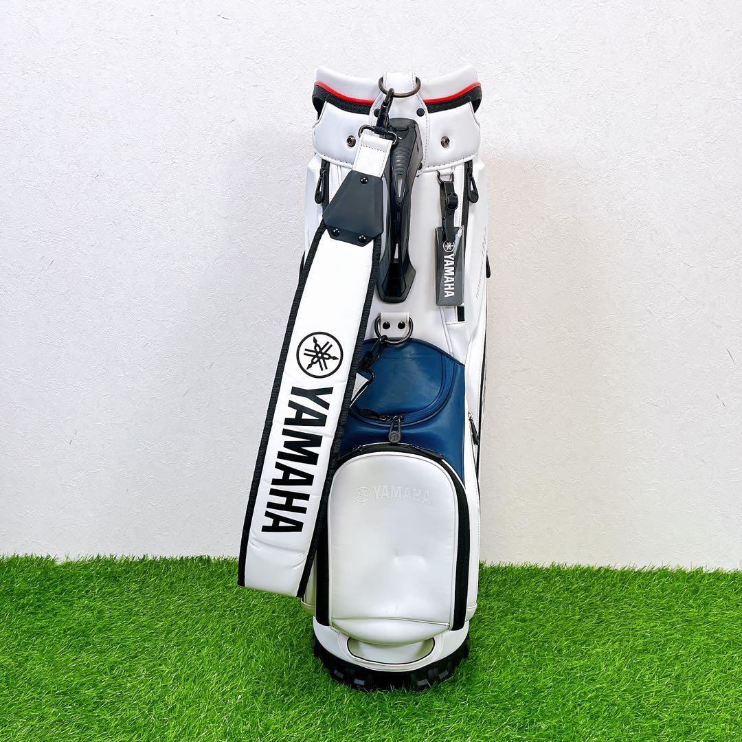 YAMAHA キャディバッグ 白×赤 フードカバー付 ツアー系デザイン　ゴルフ