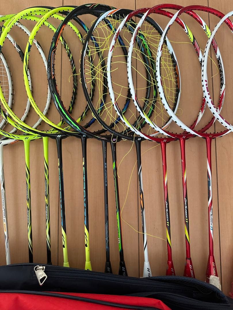 【ジャンク】バドミントンラケット18本＋新品ラケットバック