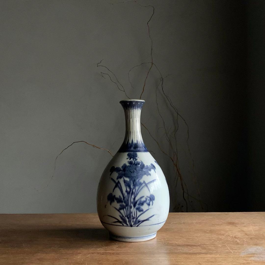 藍九谷 染付瓶 大徳利 古美術 古道具 アンティーク 超希少！