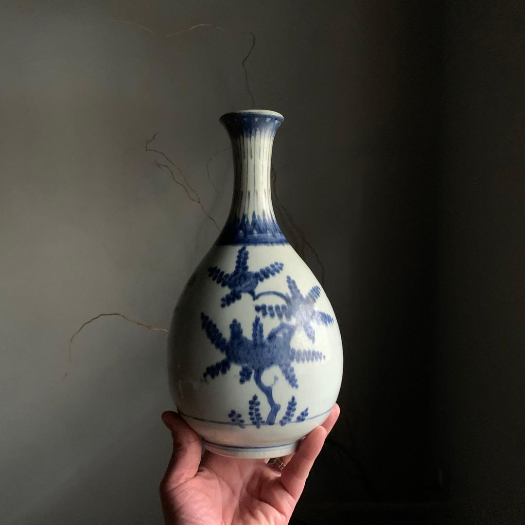 藍九谷 染付瓶 大徳利 古美術 古道具 アンティーク 超希少！