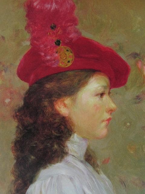 中山忠彦、「羽根飾りの帽子」、希少な額装用画集より、新品高級額装付