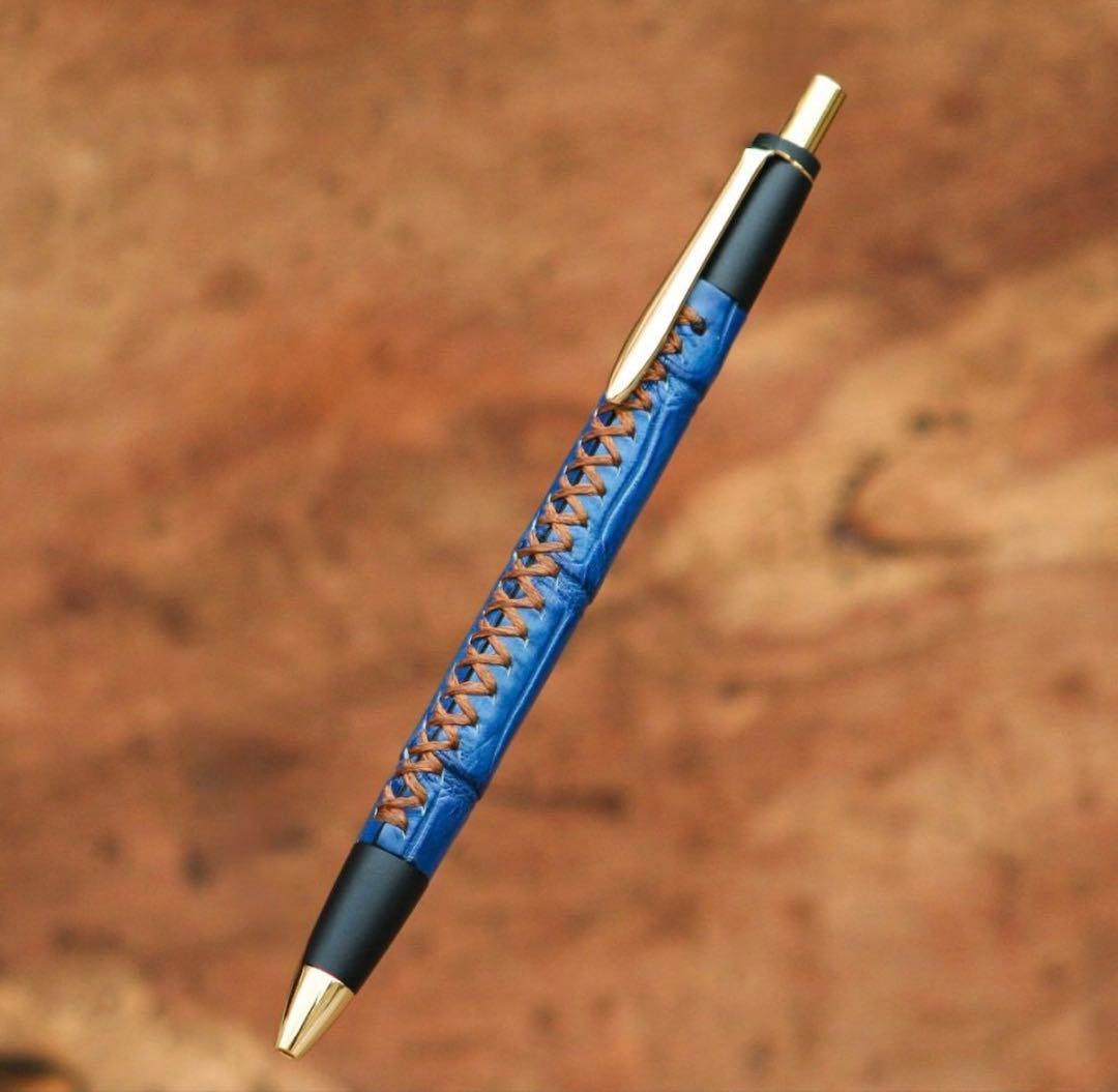 schicksal 革軸ペン【クロコダイル 藍染 (薄藍)】 シャープペン
