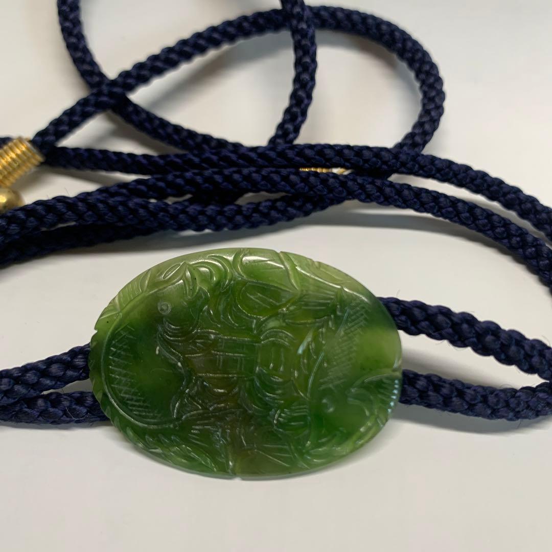 帶留 砡製 翡翠　鯉の滝登り  pur緑　12g