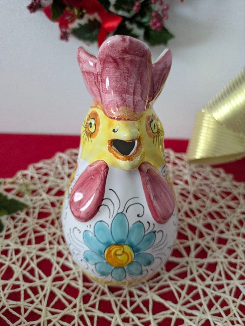 ニワトリピッチャーイタリアアンティーク幸せを守るといわれる一品プレゼントにも