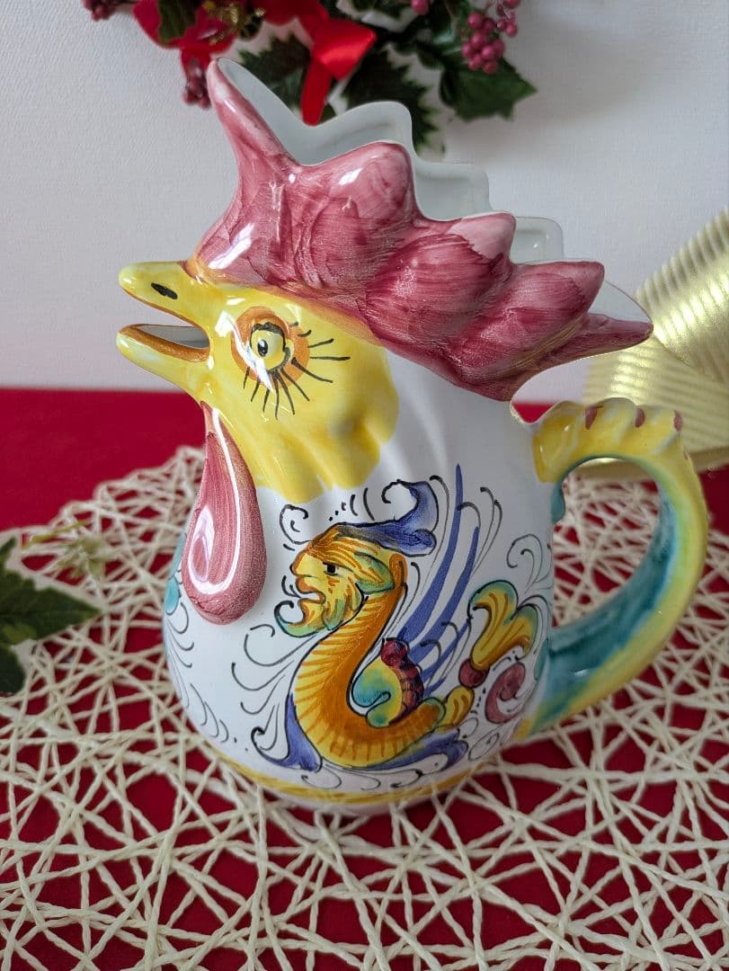 ニワトリピッチャーイタリアアンティーク幸せを守るといわれる一品プレゼントにも