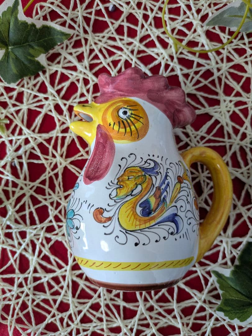 ニワトリピッチャーイタリアアンティーク幸せを守るといわれる一品プレゼントにも