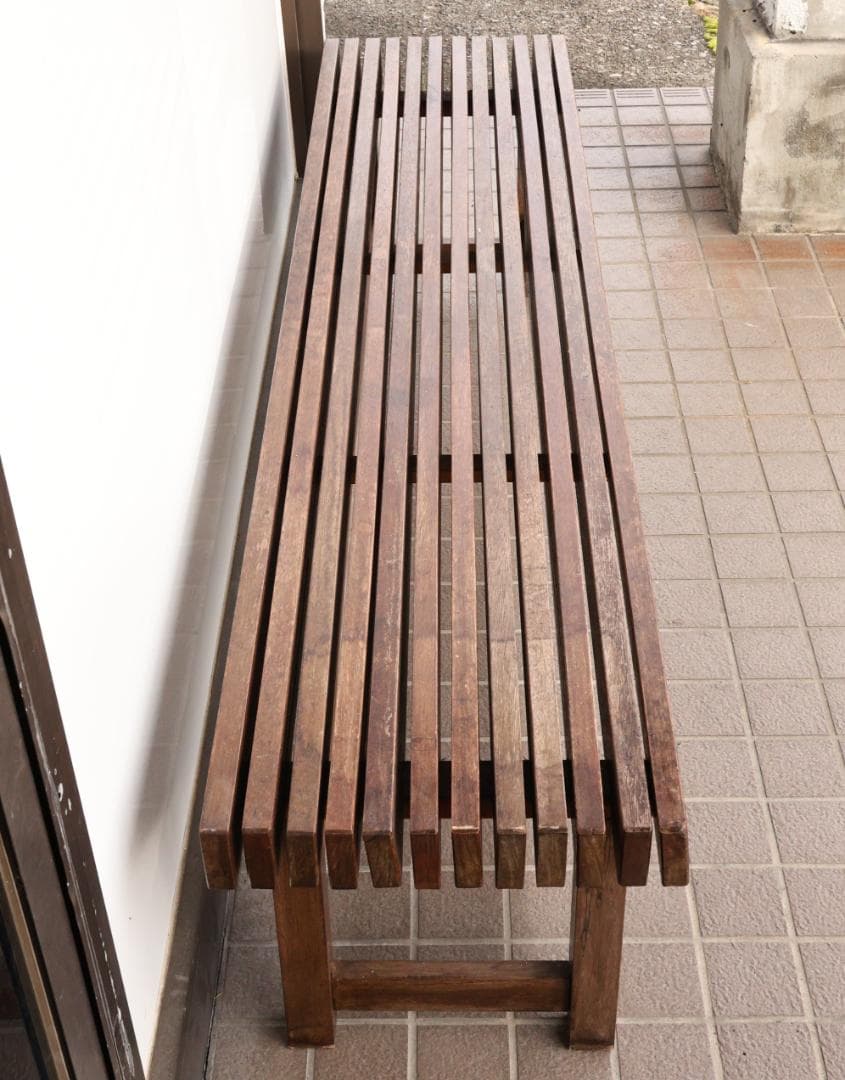 BK235 昭和レトロ　縁台　スリットベンチ　木製　腰掛　長椅子　いす