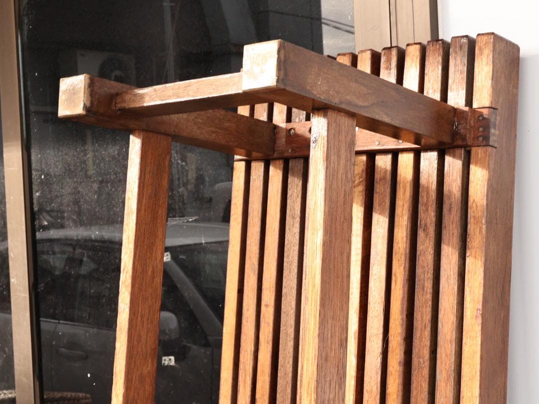 BK235 昭和レトロ　縁台　スリットベンチ　木製　腰掛　長椅子　いす