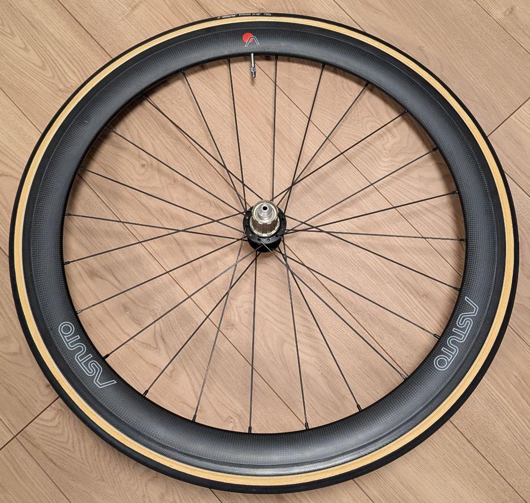 ASTUTO カーボンホイール リムブレーキ チューブラータイヤ付き 前後セット