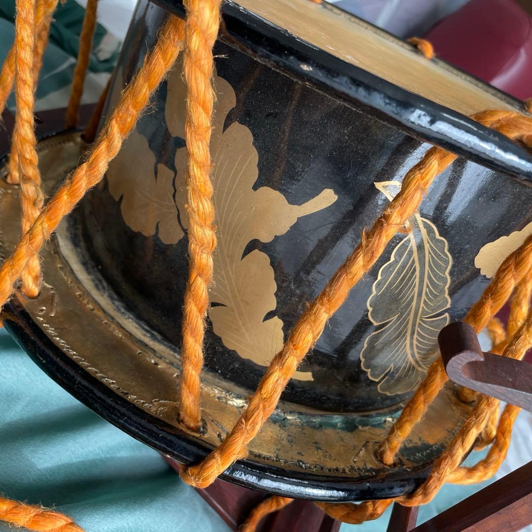 和太鼓 締太鼓 スタンド付 蒔絵 直径35cm 高さ16