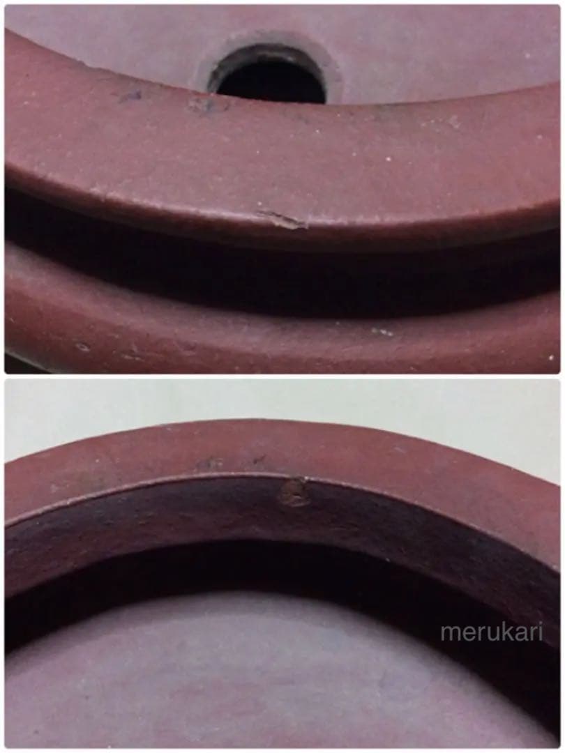 中国古盆器 紫砂 盆栽鉢 紫泥外縁楕円鉢 東寳公造 /蔵出し/唐物/古玩/骨董