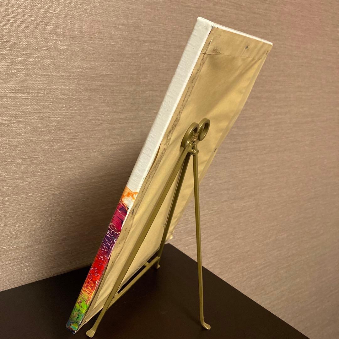 送料込み アクリルペイントアート 絵画 ラメ 赤 オレンジ