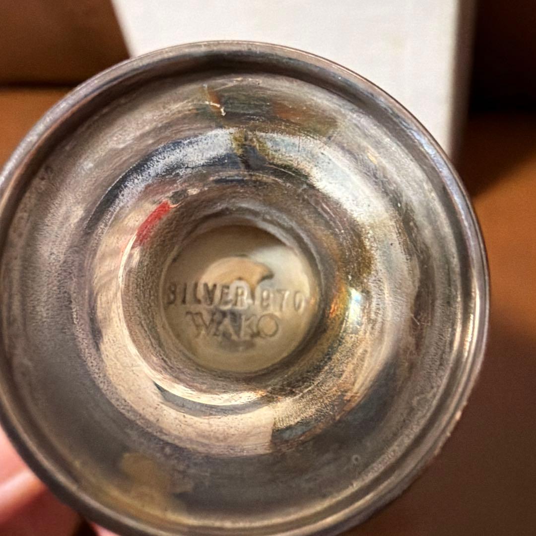 WAKO シルバー製フラワーカップとスプーンセット　薬味小皿