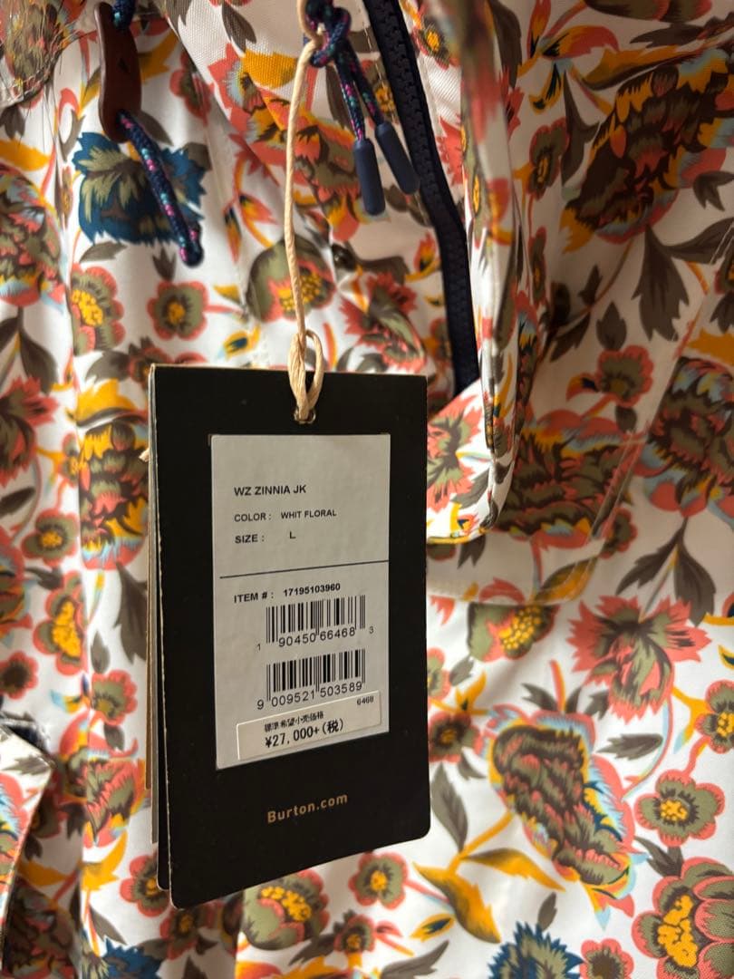 一度使用!BURTONバートン花柄スキーウェアジャケットLスノーボードスキー