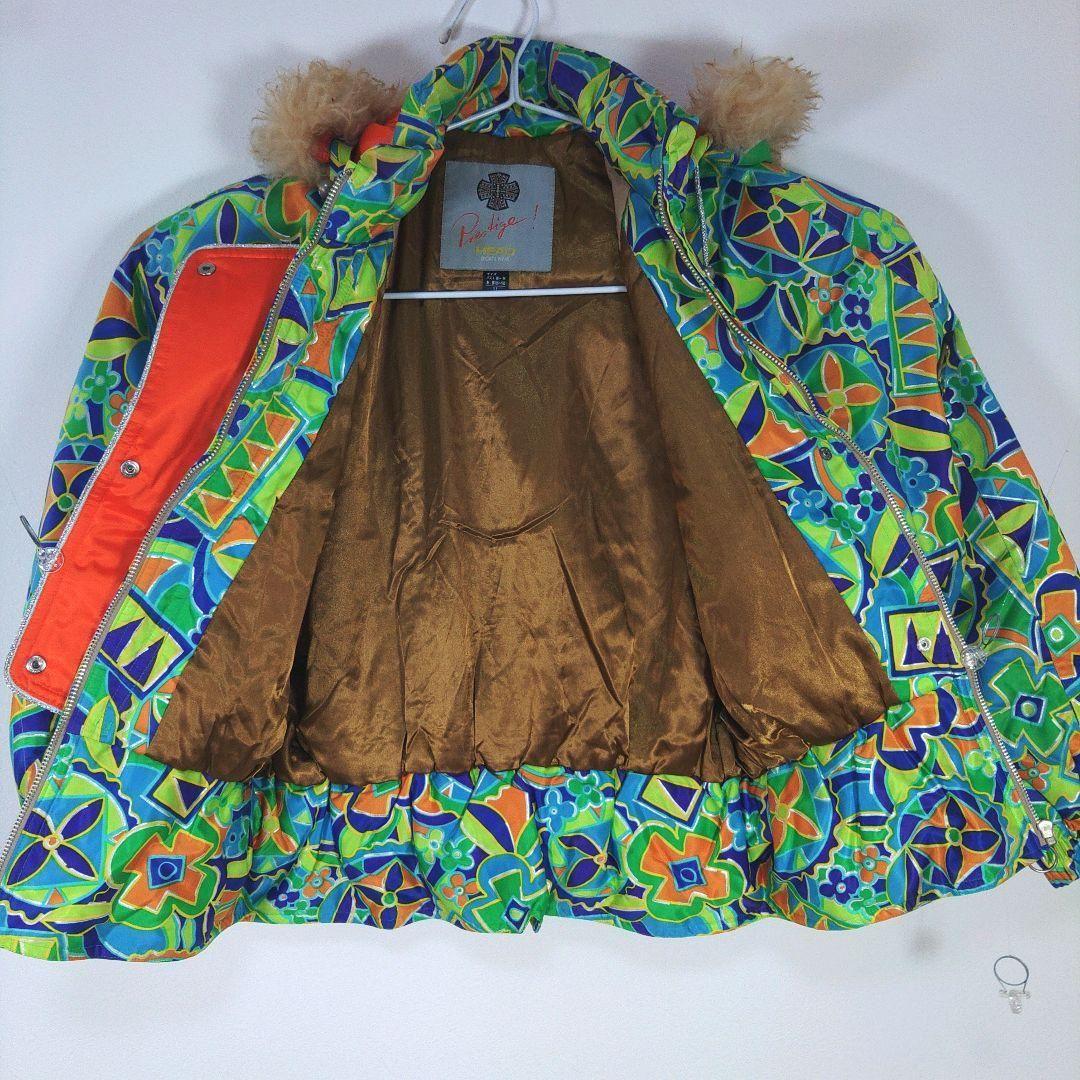 レディース　昭和レトロ　L　スキー　スノーボードウェア　上下　グリーン　グレー