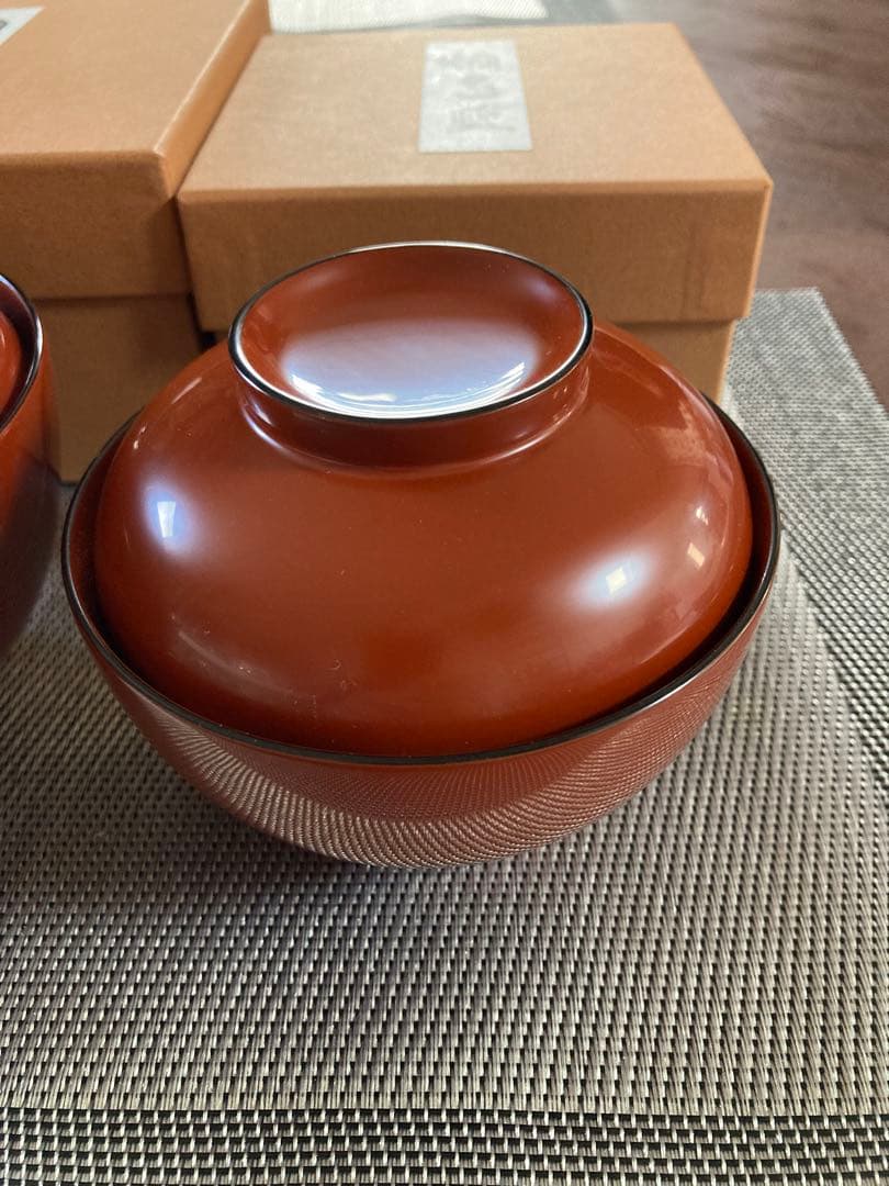 新品未使用品★輪島塗　天然木　漆塗り　お椀　大小2点