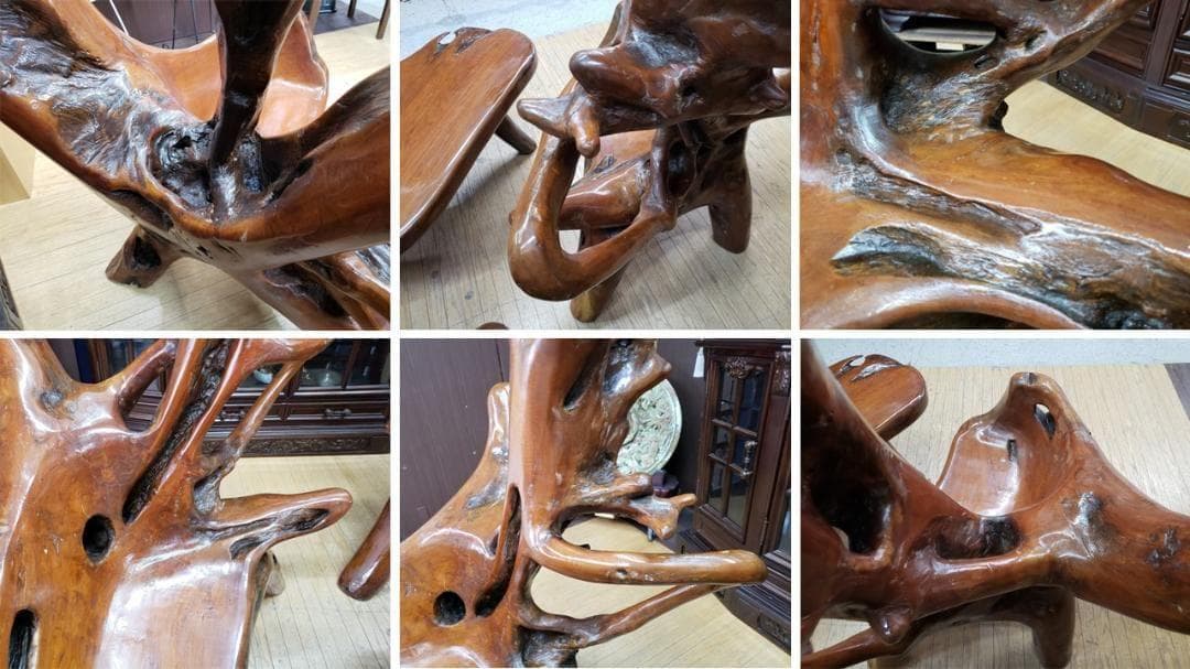 ｌ48　逸品　世界に1つ！ 木の根の テーブル椅子 セット