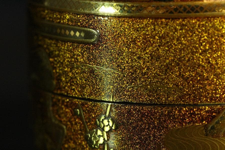 茶道具 輪島塗 初音蒔絵 棗 共箱 美品(K-YC573)