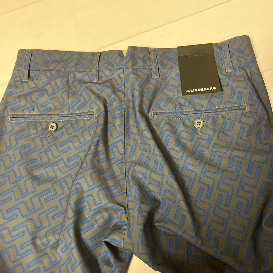 J.LINDEBERGリンドバーグ　ゴルフ　メンズ　総柄　パンツ　グレー×ブルー
