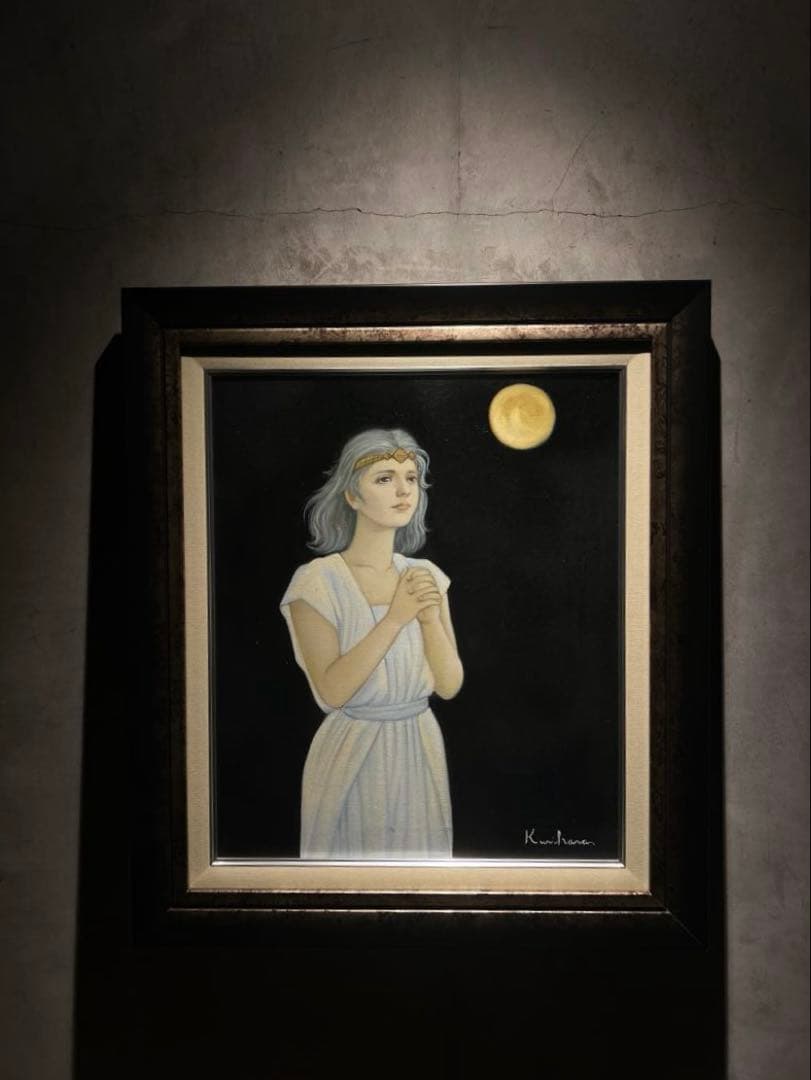 美品　栗原喜依子【祈り】肉筆油彩画　直筆サインあり