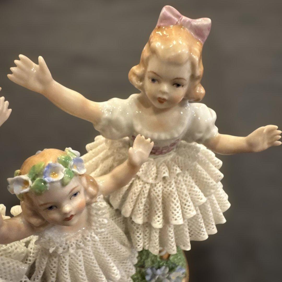 最終　超希少ドイツマイセンドレスデン　ジッツェンドルフお花畑で遊ぶ少女