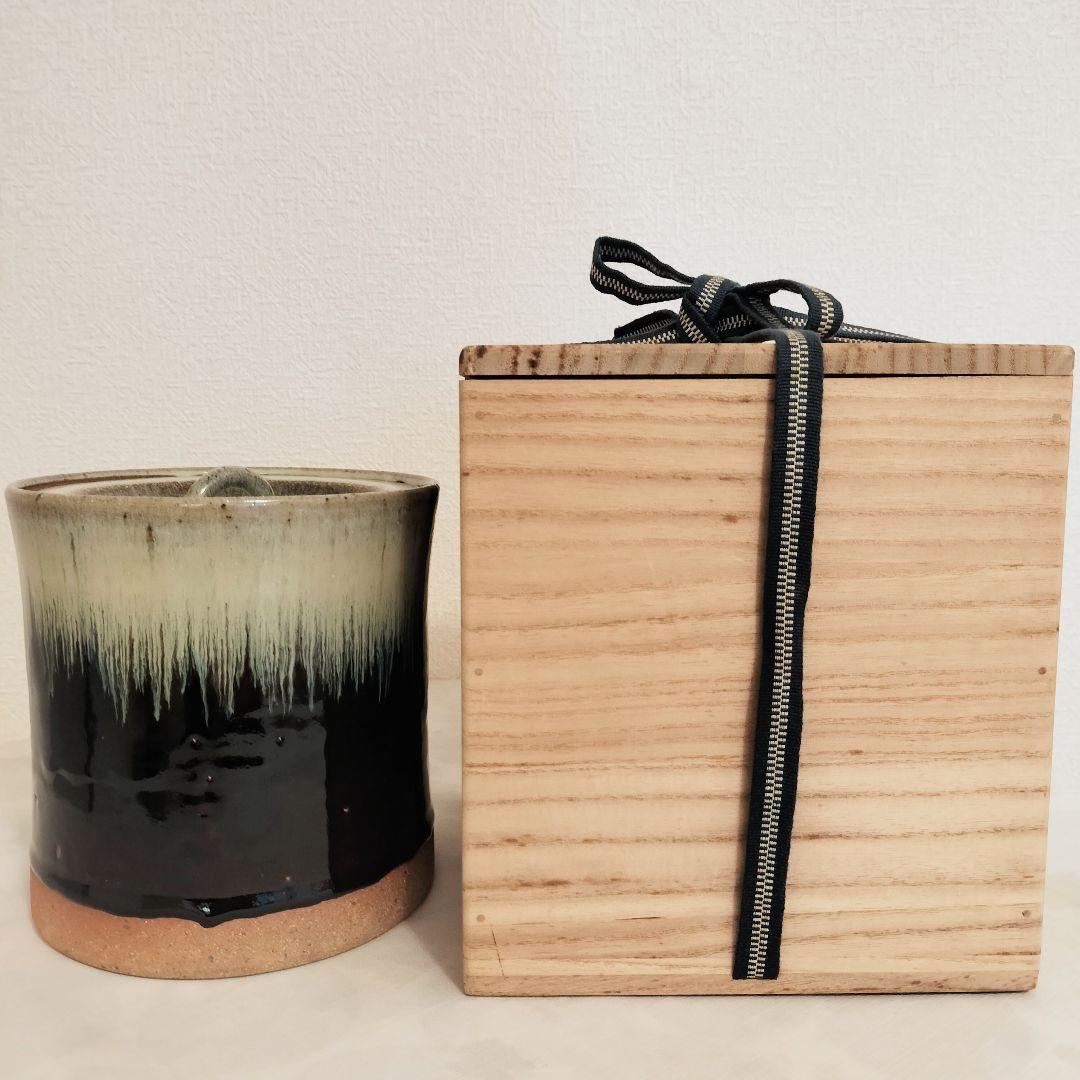 水指　茶道　茶道具　唐津　朝鮮唐津　木箱付き　武村利左衛門