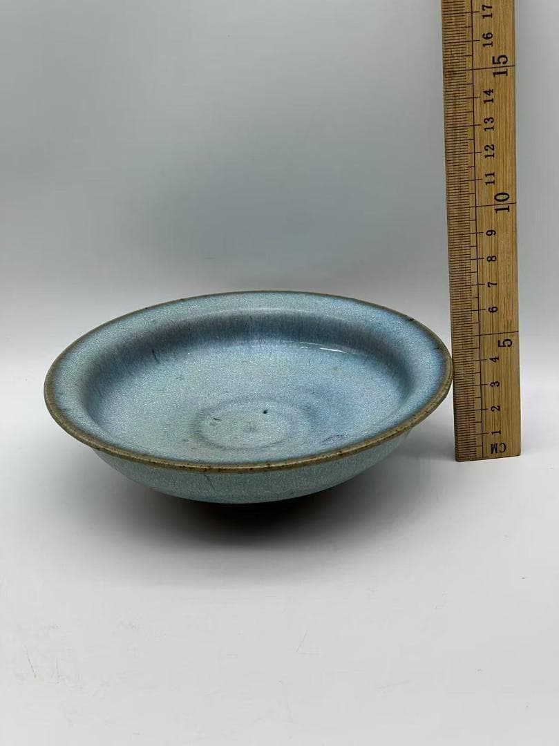 宋時代 鈞窯　天青紫紅釉盤 窯変釉皿　唐物　古賞物　時代物(A-109)