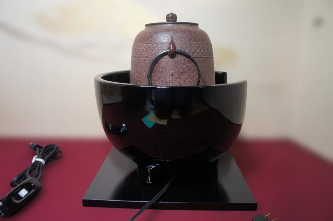 ☆ 創巧野々田 真塗風 炉(紅鉢型)400w電熱器 在銘 棗釜他フルセット送料込