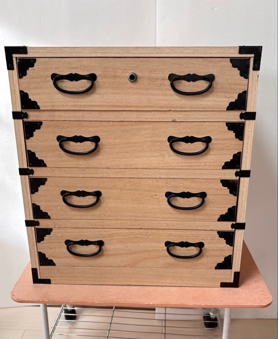 SALE❣️未使用ビンテージ！時代物！木製引き出し式箪笥 隠し引き出し 鍵付き