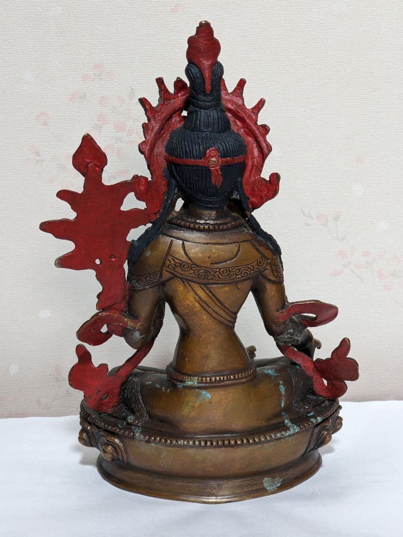♦チベット仏教 観音菩薩坐像 中国 古美術品 古玩 仏教美術 仏像 唐金 骨董品