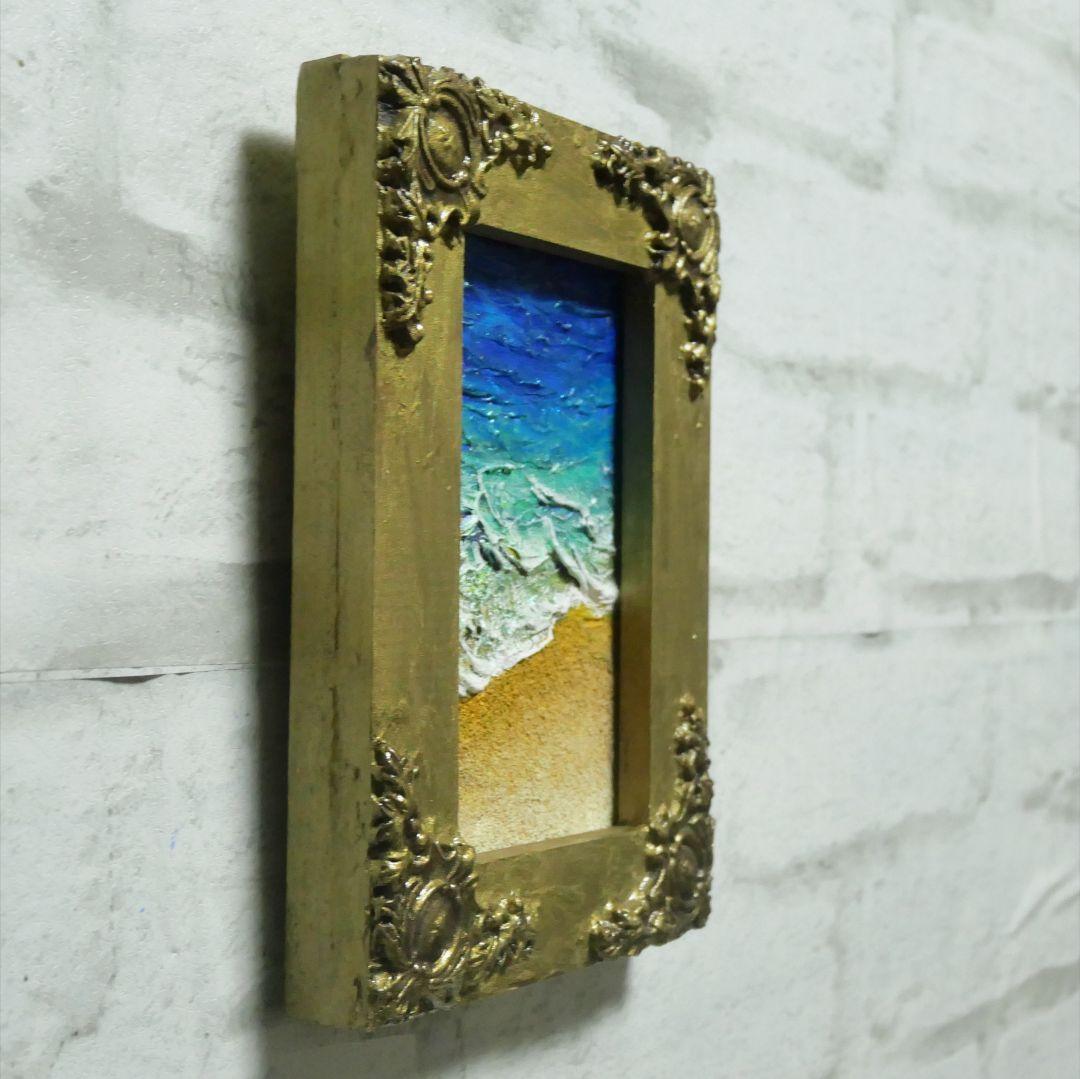 油絵 油彩 油彩画 絵 絵画 キャンバスパネル ミニ絵画【海と砂浜】