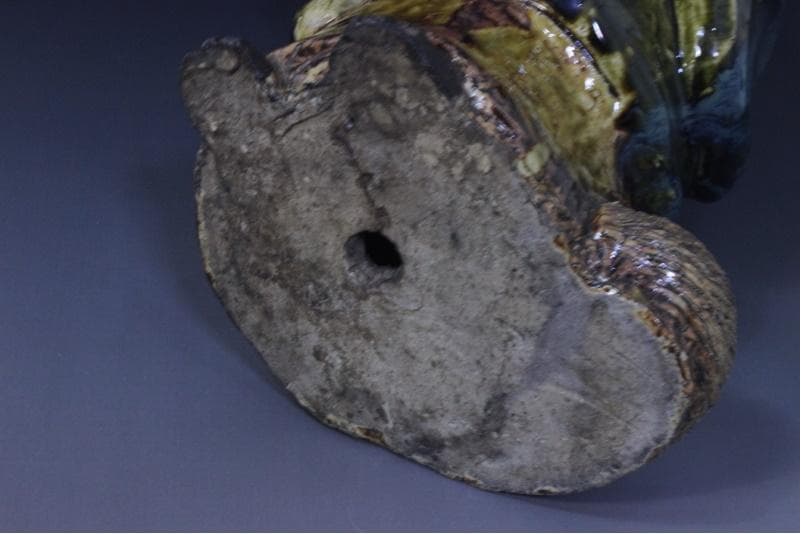 古い時代◆釉薬(うわぐすり・ゆうやく)　五彩陶器　焼き物　狸　たぬき◆30㎝