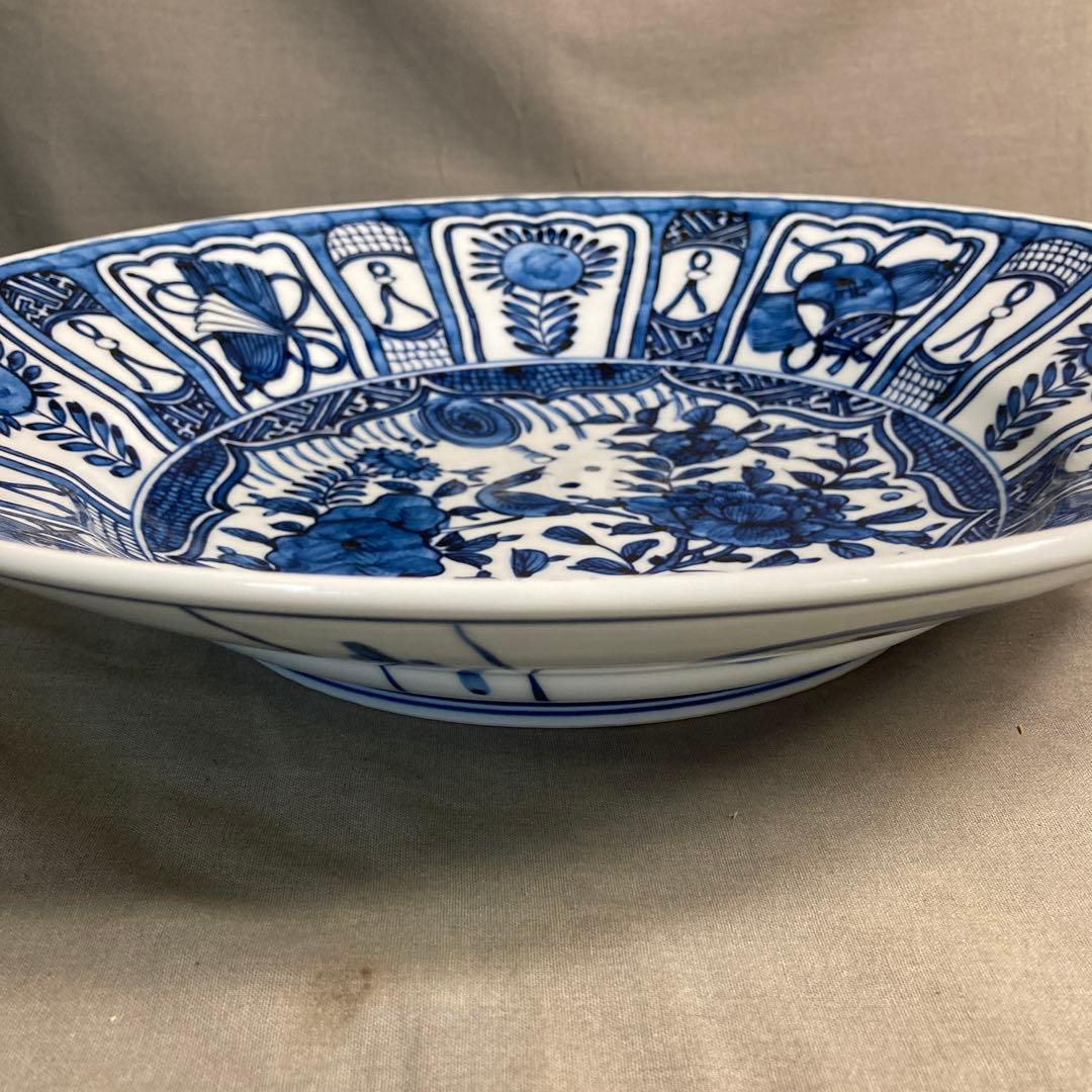 【源右衛門】古伊万里の伝統　日本の名窯　舘林源右衛門作　祥瑞手芙蓉花鳥見込　大皿