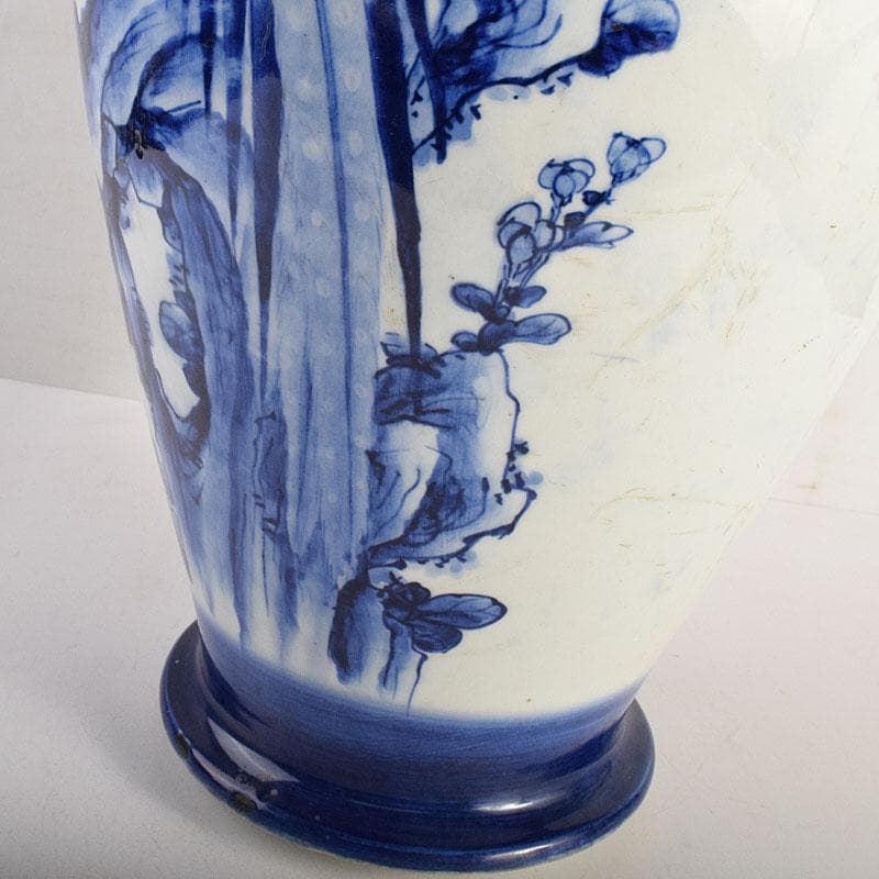 瀬戸焼　古瀬戸　染付花鳥文広口瓶　花瓶　高さ約54cm　M　R8797H