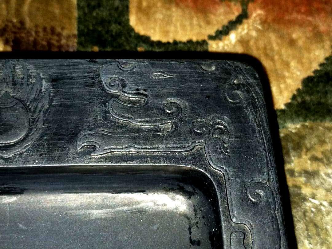 ♥中国　火焔双獣文　端渓硯　古硯　７　端渓　硯　骨董品