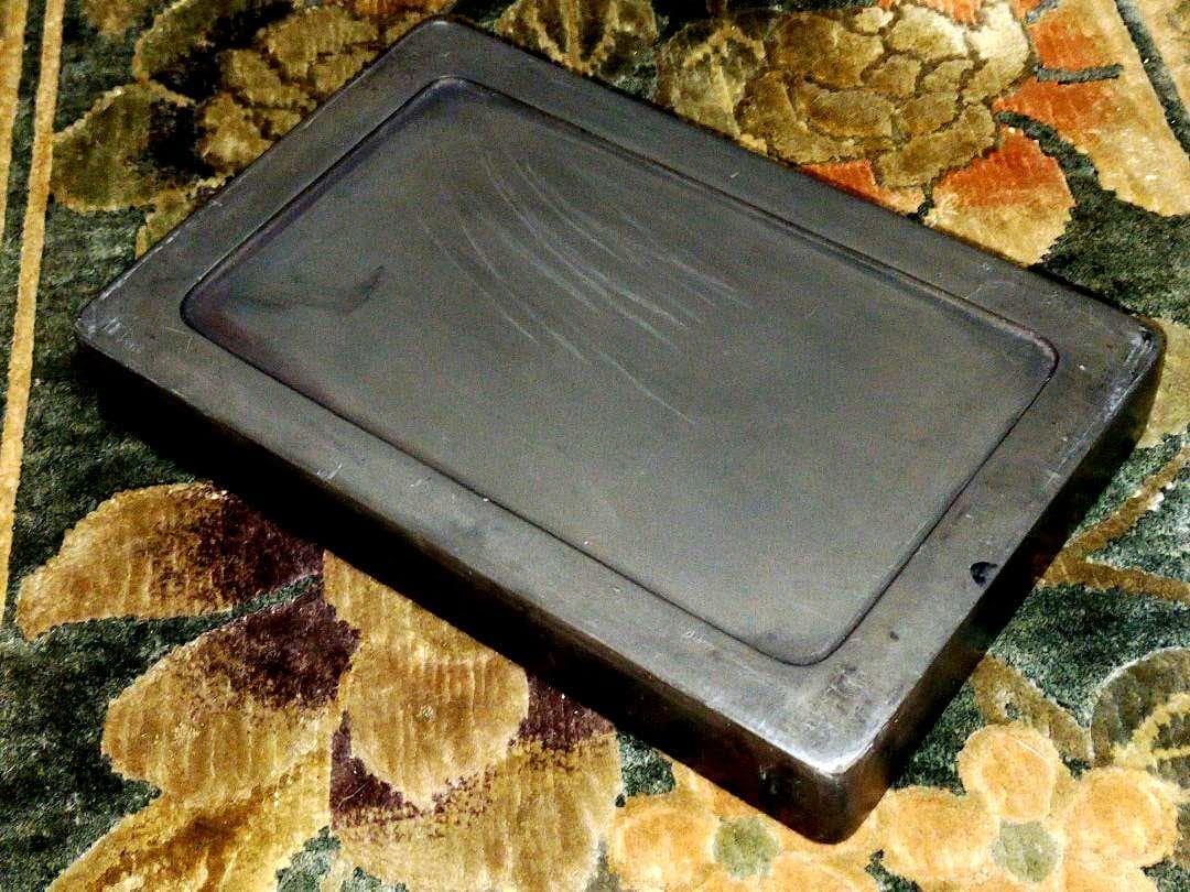 ♥中国　火焔双獣文　端渓硯　古硯　７　端渓　硯　骨董品