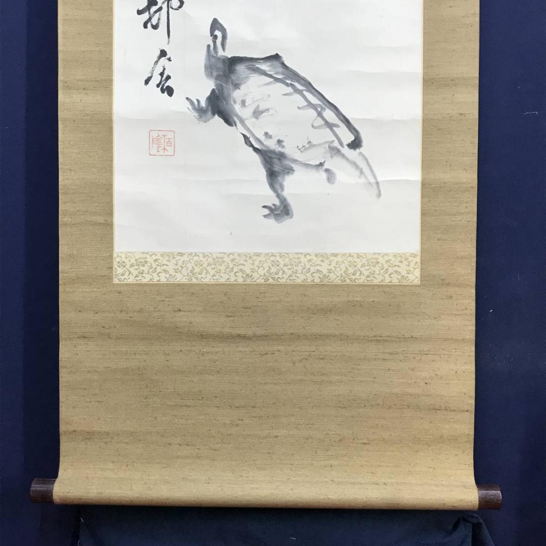 【真作】田中柏陰/亀画賛/亀図/カメ図/掛軸/名家伝来/AD-87