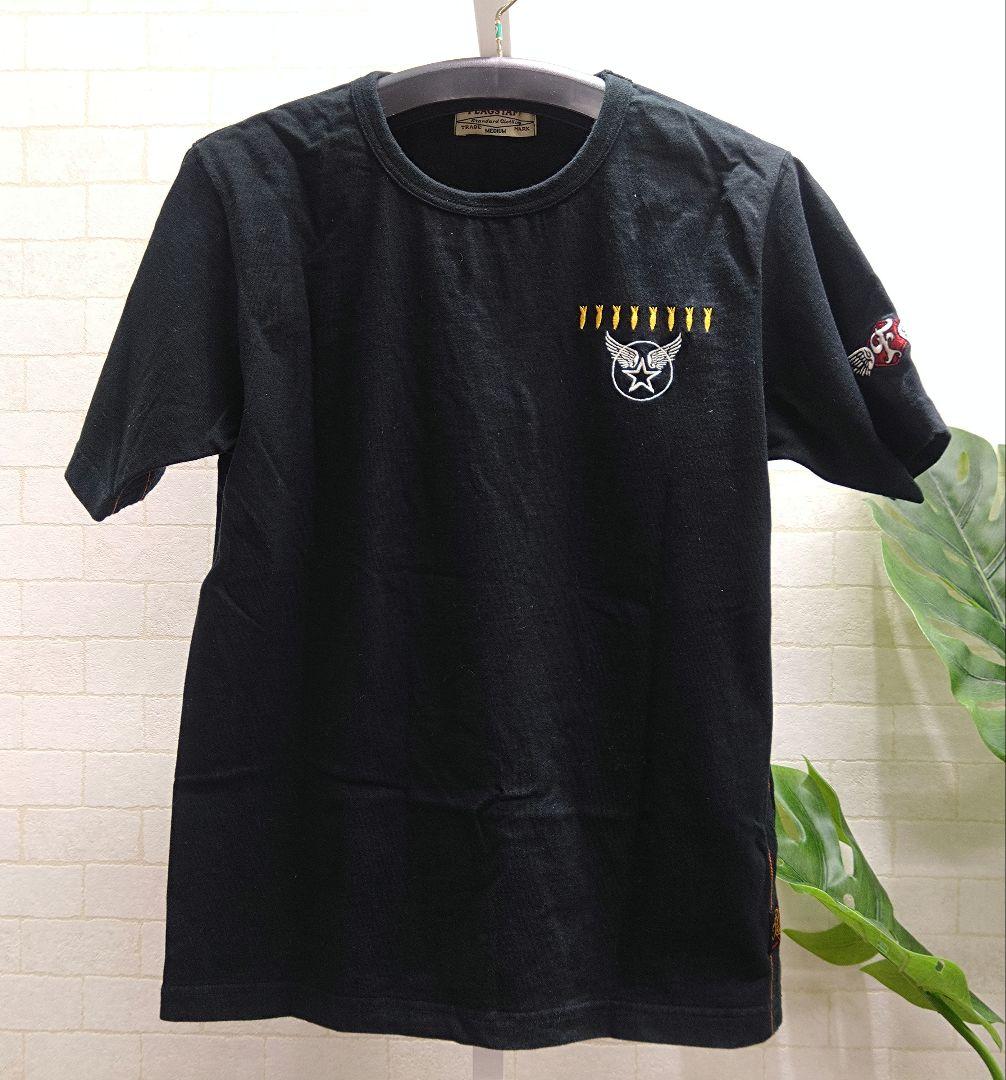 FLAGSTAFF Tシャツ ピンナップガール 黒 刺繍 ミリタリー