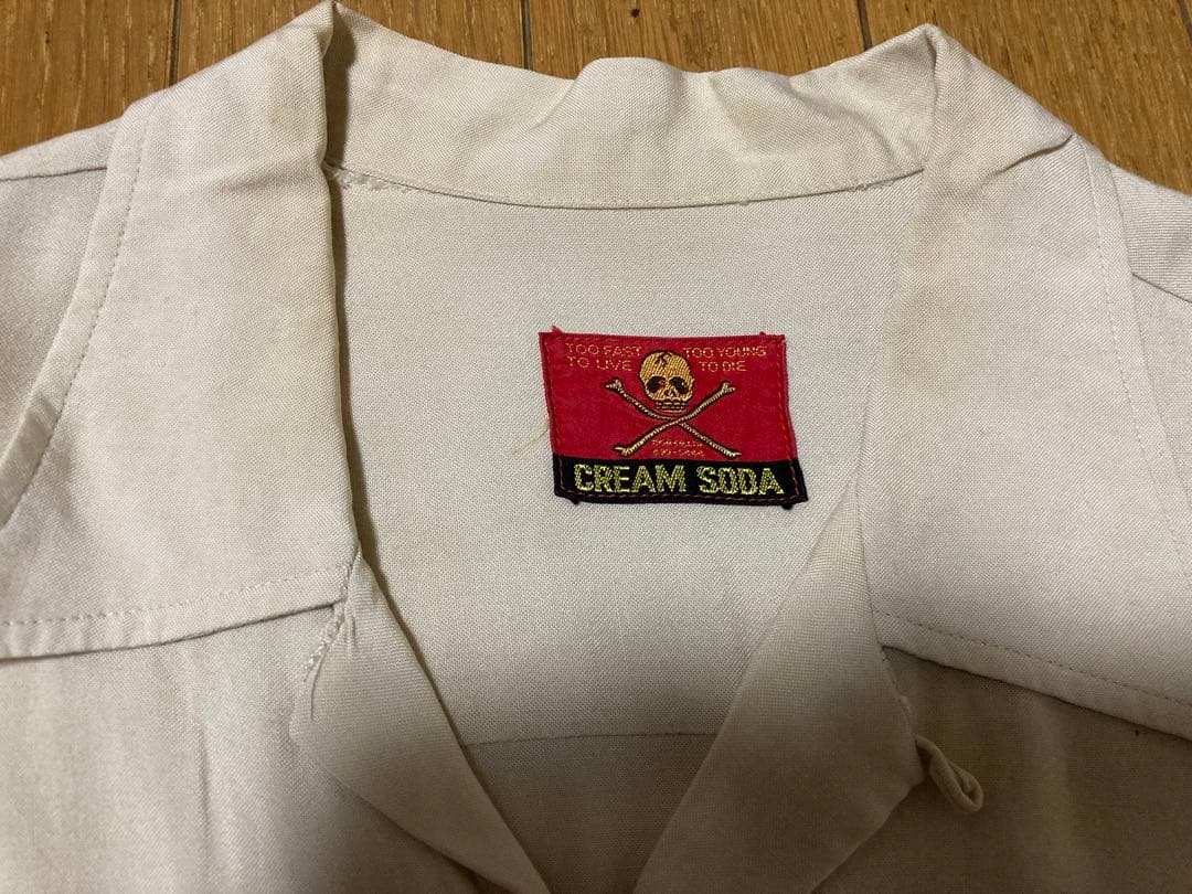金タグ クリームソーダ ボーリングシャツ 刺繍 90s ビンテージ ロカビリー