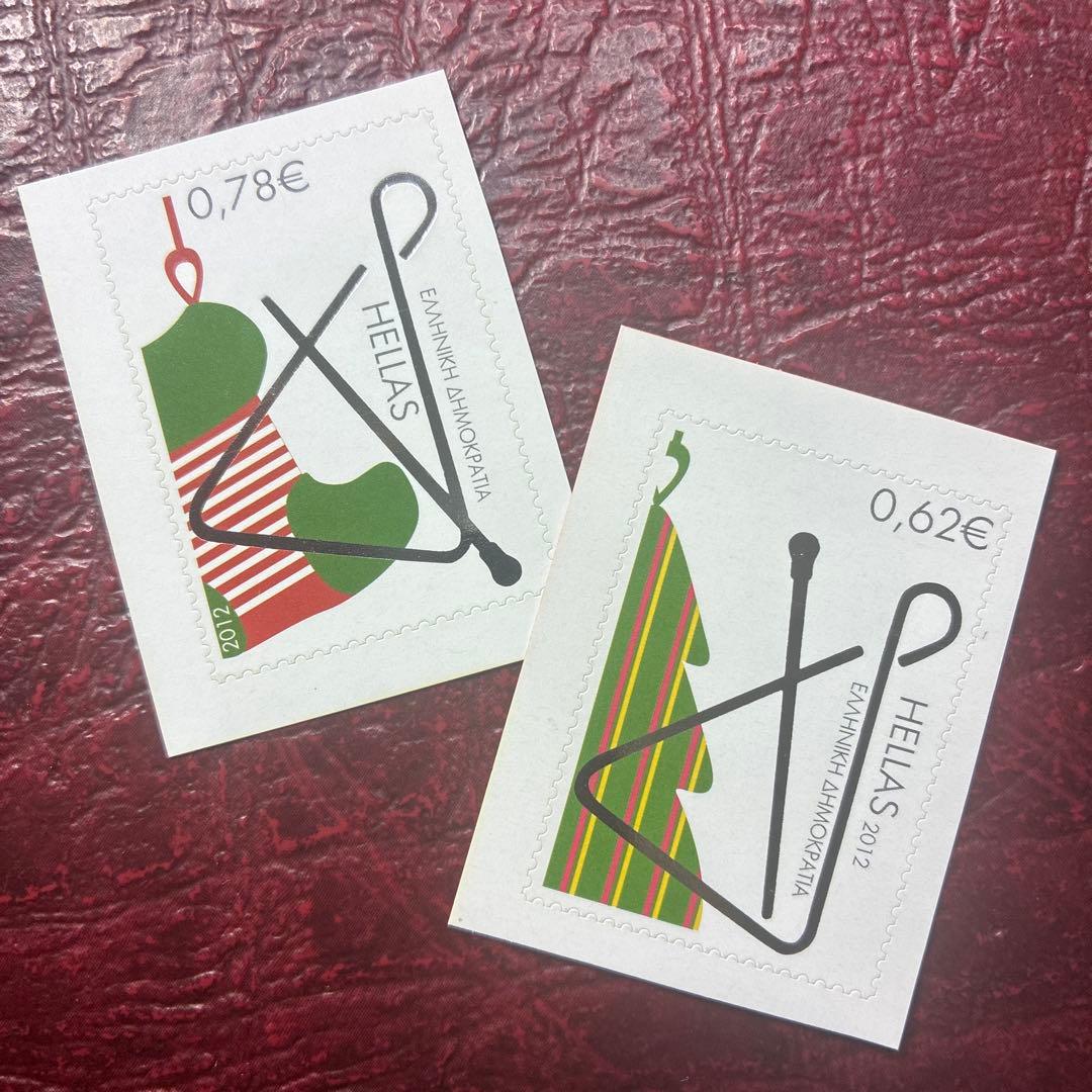 77054セール現品限　外国切手　ギリシャ発行xマス2種揃