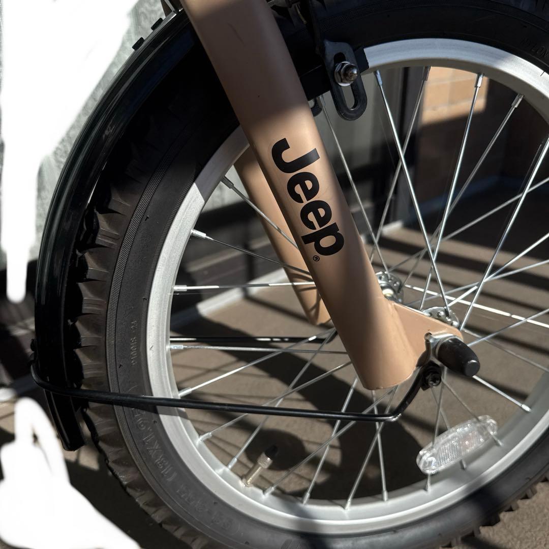 Jeep キッズ自転車 ベージュ 前面バスケット付き
