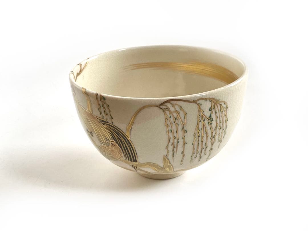 陶芸家　杉田祥平　清閑寺窯　色絵酉絵　茶碗　茶盌　抹茶碗　鳥　共箱