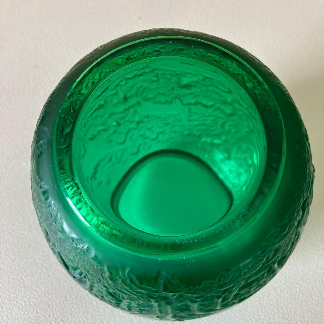 LALIQUE グリーン 花瓶 動物彫刻