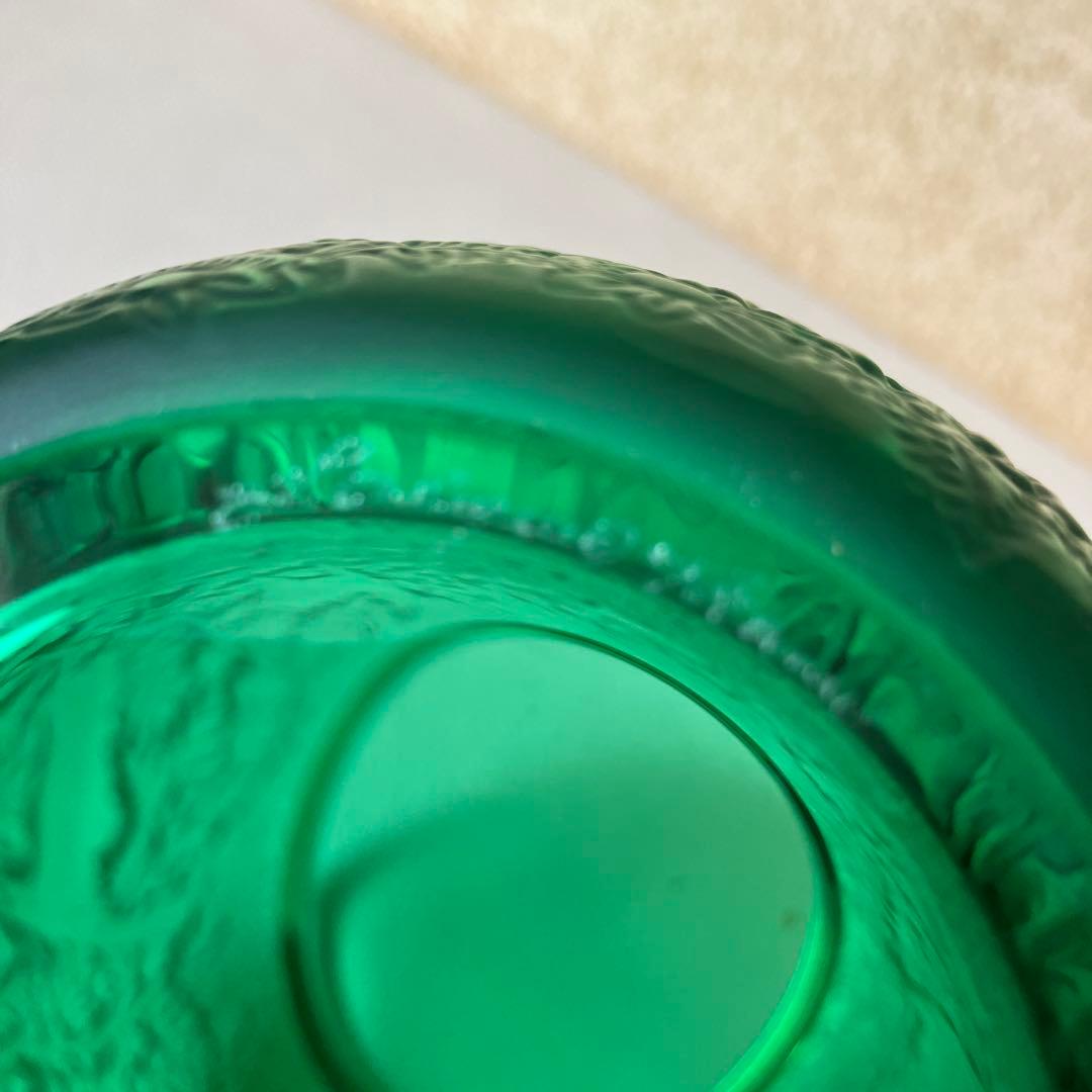 LALIQUE グリーン 花瓶 動物彫刻