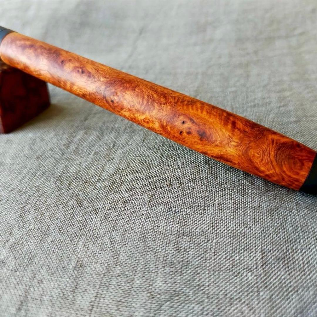 本花梨瘤紅白　虎杢　ハンドメイド　木軸シャープペン　0.5mm　天然木　ブラック