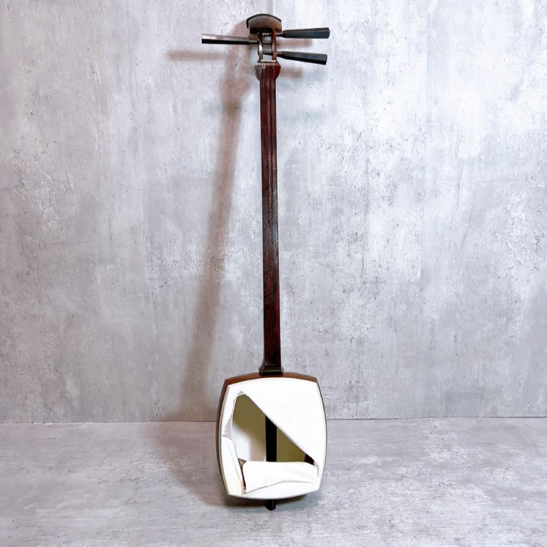 高級三味線　K9刻印入り　細棹　紅木　トチ　金細　二本溝　子持ち綾杉胴　東さわり