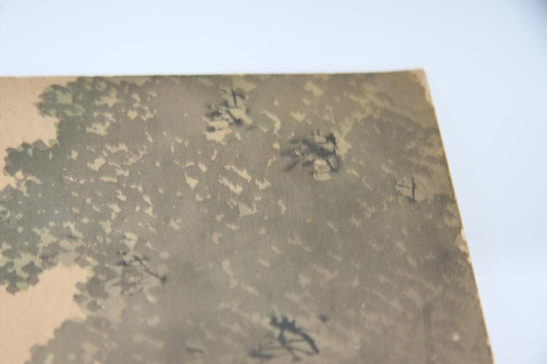 秋光作　里山風景画　日本画　色紙