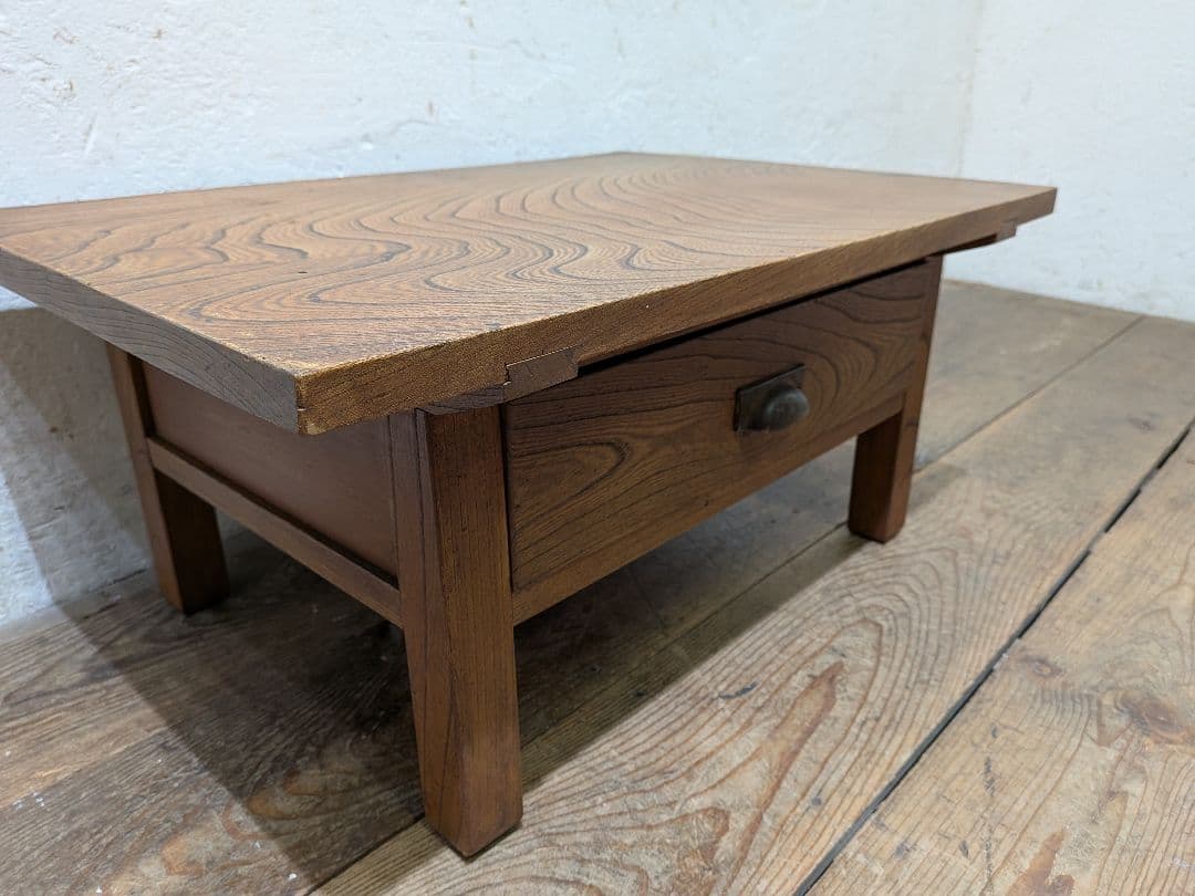 1117 アンティーク　総欅の文机　けやき　ローテーブル　陳列台　骨董　レトロ